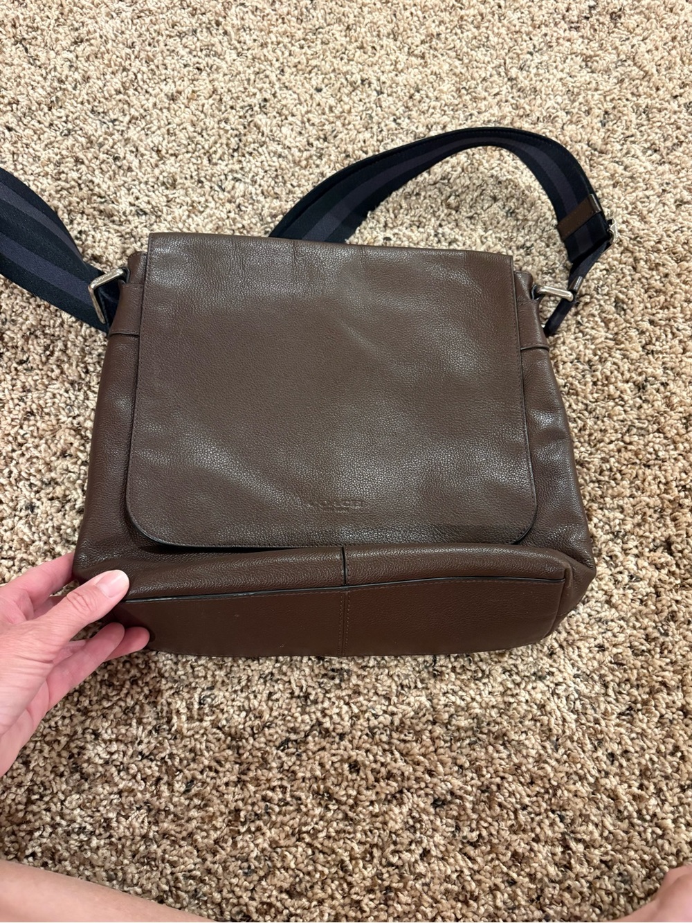 Authentic Coach Brown Leather Crossbody Messenger Bag